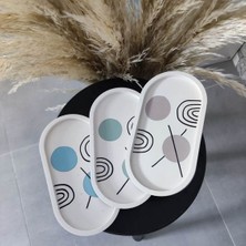 Mile Concept Dekoratif Beton Oval 3lü Set Tepsi, Mum Tabağı, Dekoratif Tabak, Kase, Sunumluk, Takı Tabağı