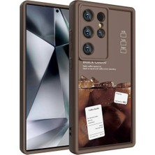 Fibaks Samsung Galaxy S23 Ultra Kılıf Kamera Korumalı Yumuşak Kenarlı Coffee Lansman Kapak