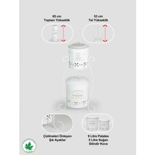 Lin Metal Iki Katlı Silindir Metal Patates Soğan Kovası, Saklama Kabı, Sebzelik Mini (Lezzetli Mutfaklar-Aşkla Pişen Yemekler Baskılı) LN1202