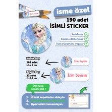 Msticker Okul Etiketi Kalem Defter Etiketi Özel Isim Yazılabilen Etiket Elsa 180 Adet