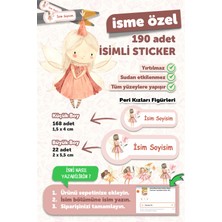 Msticker Okul Etiketi Kalem Defter Etiketi Peri Kızı Özel Isim Yazılabilen Etiket - 190 Adet