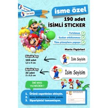 Msticker Okul Etiketi Kalem Defter Etiketi Süper Mario Temalı Özel Isim Yazılabilen Etiket - 190 Adet