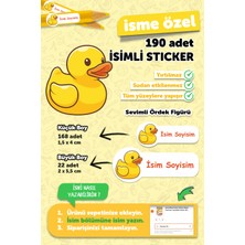 Msticker Okul Etiketi Kalem Defter Etiketi Sevimli Ördek Temalı Özel Isim Yazılabilen Etiket - 190 Adet