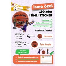 Msticker Okul Etiketi Kalem Defter Etiketi Basketbol Temalı Isim Yazılabilen Etiket - 190 Adet