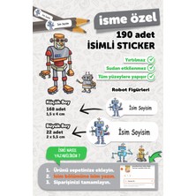 Msticker Okul Etiketi Kalem Defter Etiketi Robot Temalı Isim Yazılabilen Etiket - 190 Adet