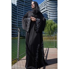 Harika Wear Siyah Lüx Abaya Kristallerle El Yapımı
