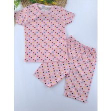 Bonboner Kids Kız Çocuk Yazlık Şortlu Pijama Takımı Pembe Renk Puantiyeli