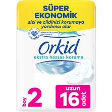 Orkid Extra Hassas Koruma Uzun (Boy 2) Kanatlı Hijyenik Ped 16 Adet x 2 Adet