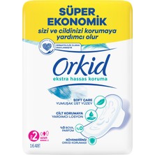 Orkid Extra Hassas Koruma Uzun (Boy 2) Kanatlı Hijyenik Ped 16 Adet x 2 Adet