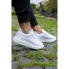 Bay Armedon Unisex Beyaz Sneaker Günlük Kalın Taban Spor Yürüyüş Ayakkabı