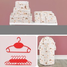 Meleni Baby 13 Parça Bebek Odası Düzenleyici Set - Bebek Valiz Organizer Seti - 6'lı Askı - Çamaşır Sepeti