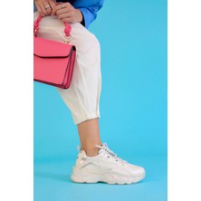 Stil Durağı Luces Model 5 cm Kalın Tabanlı Yeni Sezon Sneakers Spor Ayakkabı Beyaz