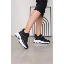 Stil Durağı F3006 Model 8 cm Dolgu Topuk Detaylı Yeni Sezon Spor Ayakkabı Sıyah