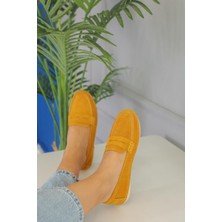 Stil Durağı Essece Model Orjinal Deri Babet Loafer Hardal