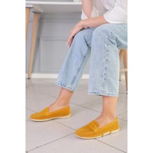 Stil Durağı Essece Model Orjinal Deri Babet Loafer Hardal