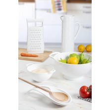 EW's Kitchenware Akrilik Beyaz 5 Parça Sürahi & Rende & Süzgeç & Mini Süzgeç & Kaşıklık & Mutfak Çeyiz Seti