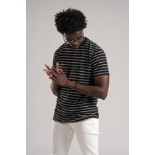 Fbı Regular Fit Çizgili Likralı Bisiklet Yaka T-Shirt