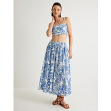 Koton x Melis Ağazat - Çiçekli Fisto Crop Büstiyer Ince Askılı Slim Fit