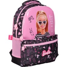 Wiggle Barbie Parlak Desenli Büyük Boy 3 Bölmeli Cepli Çocuk Okul Sırt Çantası Siyah-Pembe