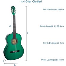 Midex CG-270GR Yeşil Renk Klasik Gitar 4/4 Yetişkin Boy Sap Ayarlı Full Set