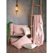 Destiny Hometex Pembe 4 Katlı Multi Muslin %100 Pamuk Çift Kişillik Yatak Örtüsü