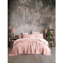 Destiny Hometex Pembe 4 Katlı Multi Muslin %100 Pamuk Çift Kişillik Yatak Örtüsü