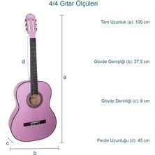 Midex CG-270PU Lila Renk Klasik Gitar 4/4 Yetişkin Boy Sap Ayarlı Full Set