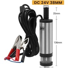 Cacheng 24 Volt Mazot Yağ Aktarma Pompası,  Dc Mini Dalgıç Pompa Süzgeçli 38 mm Dış Çap