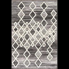 Hoom Rugs Gri Geometrik Desenli Salon Halısı - Baklava Desenli Yumuşak İskandinav Halı- Hoom Rugs Step 2206