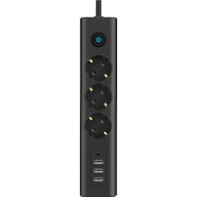 The Wlue 3'lü Akım Korumalı Priz Çoğaltıcı 1.5 Metre Uzatma Kablosu 3xusb 3.4A 1xtype-C