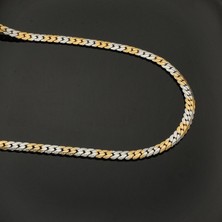 İdol Avm Sarı Beyaz Erkek Zincir Çelik Kolye Desenli Takı Aksesuar K24 T5