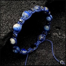 Seven Art Jewelry Doğal Taş Bileklik, Lapis Lazuli Bileklik, Küre Makrome Bileklik, Erkek Bileklik, Kadın Bileklik