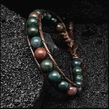 Seven Art Jewelry Doğal Taş Bileklik, Kan Taşı ve Hematit Küre Bileklik, Erkek Bileklik, Kadın Bileklik