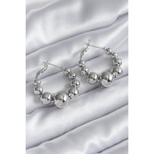 Çarşı Point Pirinç Gümüş Renk Halka Model Kadın Küpe