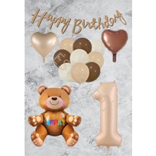 Best Parti Kum Beji Rakam Kalp Ayıcıklı Folyo Balon Seti Yaş 1