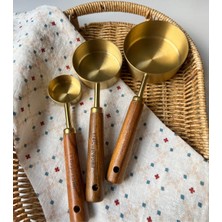 Ekinci Home Ekincihome 3'lü Ahşap Saplı Tasarım Gold Ölçü Kaşığı 15-60-125 ml