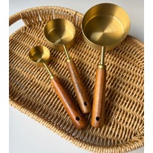 Ekinci Home Ekincihome 3'lü Ahşap Saplı Tasarım Gold Ölçü Kaşığı 15-60-125 ml