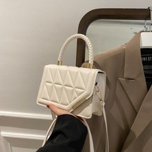 Moda Omuzdan Askili Çanta Eşkenar Dörtgen Doku Çanta Kadın Moda Çanta Büyük Kapasiteli Crossbody Çanta Basit Rahat Küçük Kare Çanta (Yurt Dışından)