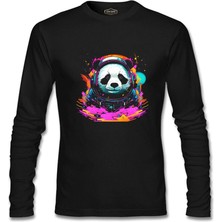 Lord T-Shirt Astronot Panda Siyah Erkek Sweatshirt