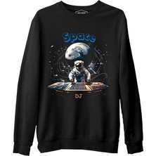 Lord T-Shirt Uzay - Astronot Dj Siyah Erkek Kalın Sweatshirt