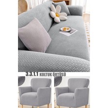 riselerhome Jakarlı Tuğla Desen Streç Lastikli Koltuk Örtüsü Takımı 3 3 1 1 Esnek Kanepe Çekyat Kılıfı