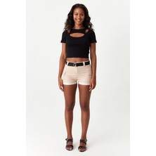 Select Moda Kadın Kemerli Kargo Şort