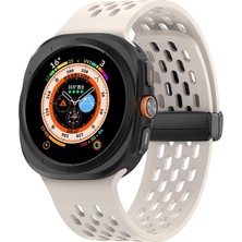 Gpack Samsung Galaxy Watch Ultra 47MM Kordon Ayarlanabilir Mıknatıslı D-Buckle Silikon HS24 Krem