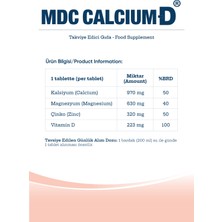 MDC Calcium-D 30 Tablet Kalsiyum, Magnezyum, Çinko, D Vitamini