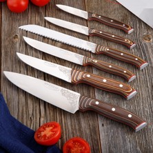 Evren 7 Parça Elit Stantlı Bıçak Seti (Sebze, Ekmek, Mutfak, Et, Soyma, Şef Bıçağı + Stant)