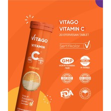 Vitago 20'li Vitamin C, Vitamin D, Çinko İçeren Efervesan Tablet Takviye Edici Gıda