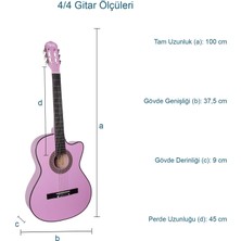 Midex CG-390PU-XBAG Lila Renk Klasik Gitar 4/4 Sap Ayarlı Kesik Kasa