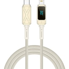 Wiwu Lightning To Type-C Pd Şarj ve Data Kablo WI-C038 Titan Serisi 30W LED Dijital Göstergeli Krem