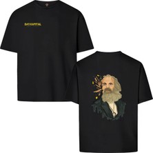 Book OrBook Karl Marx Das Kapital Çift Taraf Tasarım Oversize Çift Iplik Dokumalı %100 Pamuk Premium T-Shirt