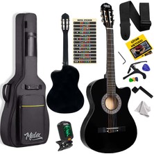 Midex CG-390BK-XBAG Siyah Klasik Gitar 4/4 Sap Ayarlı Kesik Kasa Full Set (Çanta Tuner Askı Capo Metod Pena)